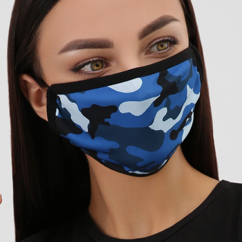 Многоразовая защитная маска синяя с принтом MSK013