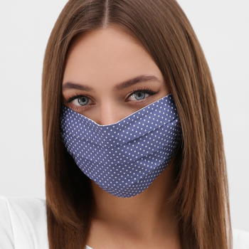 Многоразовая защитная маска синяя в горошек MSK097