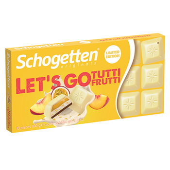 Шоколад белый с персиковым йогуртом и маракуйей Schogetten LET`S GO Tutti Frutty 100г (00-00001252)