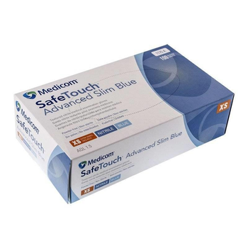 Перчатки SafeTouch Advanced Slim Blue Medicom без пудры размер S 100 штук