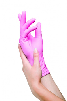 Одноразові рукавички нітрилові Медіком 100 шт в упаковці Розмір М Рожевi