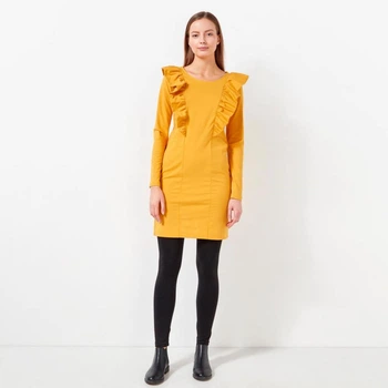 Сукня гірчичне з рюшами NOSH L (5001)