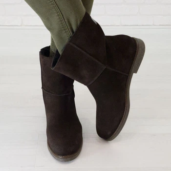 Ботинки женские с мехом Woman's heel 36 коричневые (О-688)