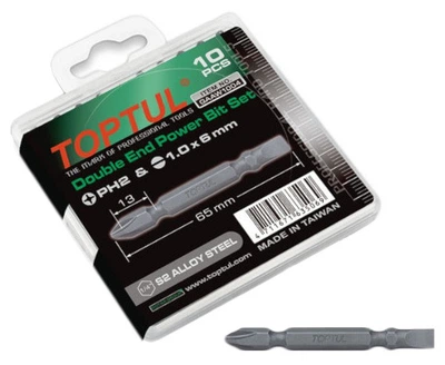 Набір біт Toptul 1/4" PH2xSL6 L 65 мм двосторонніх 10 предметів (GAAW1004)