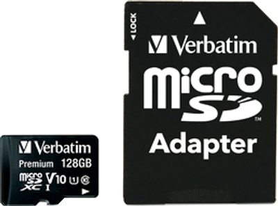 Карта памяти Verbatim Premium MicroSDXC 128 GB Class 10 + SD-адаптер (44085)
