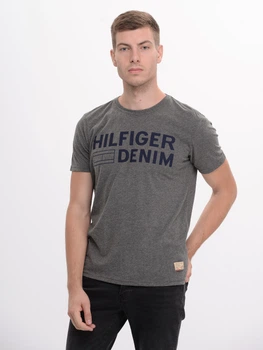 Футболка хлопковая длинная мужская Tommy Hilfiger 9016.1 S Темно-серая