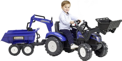Детский трактор Falk Ranch 3090W на педалях с прицепом передним и задним ковшом Синий (3090W) (3016203090233)
