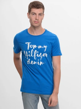 Футболка хлопковая длинная мужская Tommy Hilfiger 9522.4 S Электрик