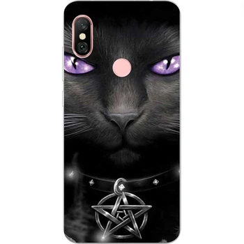 Силиконовый чехол бампер Amstel для Xiaomi Redmi Note 6 Pro с картинкой Готический кот