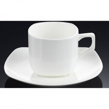 Wilmax WL-993001/AB 6 oz Olivia White Porcelain Cappuccino Cup with Saucer, 2-Piece Set