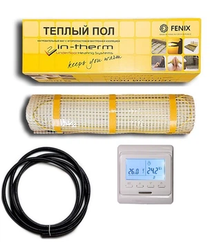 Теплый пол двухжильный нагревательный мат In-Term 0,8 m² 170W (INT170W) в комплекте с программируемым терморегулятором(VIT00187)