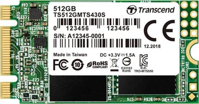 SSD диск Transcend MTS430S 512GB M.2 SATA III 3D NAND TLC (TS512GMTS430S)