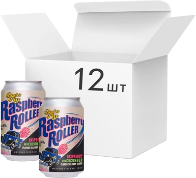 Упаковка сидра Westons Cider Rosie's Pig Raspberry Roller яблочный 4% 0.33 л x 12 шт (5014201901641)