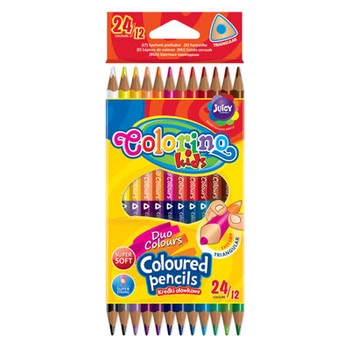 Карандаши цветные треугольные Colorino двусторонние 12 шт и 24 цвета (33046PTR) (10-518467)