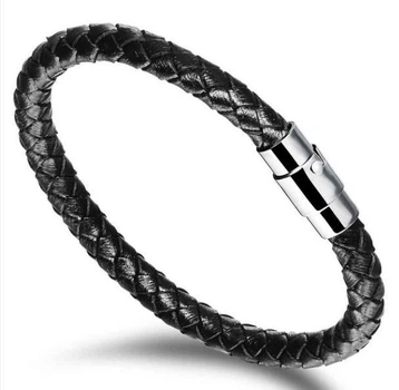 Мужской кожаный браслет Primo Collar Black с магнитной застежкой Primo BA101946 черный