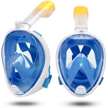 Універсальна маска (розмір S/M) для плавання снорклінгу Easy BREATH (S/M) Синя Повнолицева з кріпленням для камери Original