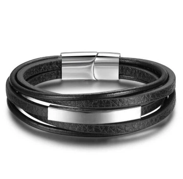 Мужской кожаный браслет Primo Jewelry Punk с магнитной застежкой Primo BJCS645 черный