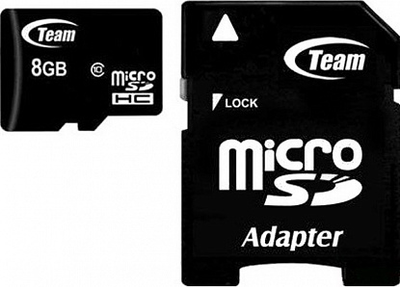 Карта памяти Team microSDHC class10 SD adapter 8Gb