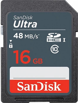 Карта памяти SanDisk SDHC Class 10 UHS-I R48MB/s Ultra 16GB