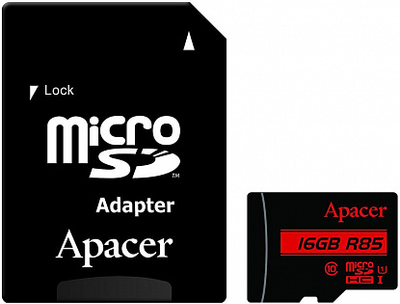 Карта памяти Apacer microSDHC/SDXC Class 10 UHS-I R85MB/s SD adapter 16Gb Black