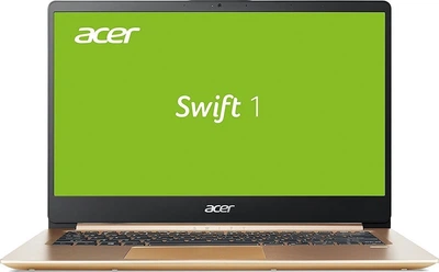 Ноутбук Acer Swift 1 SF114-32 (NX.GXREU.028); 14" FullHD (1920x1080) IPS LED матовый / Intel Pentium N5000 (1.1 - 2.7 ГГц) / RAM 8 ГБ / SSD 512 ГБ / Intel UHD Graphics 605 / без ОП / Wi-Fi / BT / веб-камера / Linux / 1.3 кг / золотистый / подсветка клавиа
