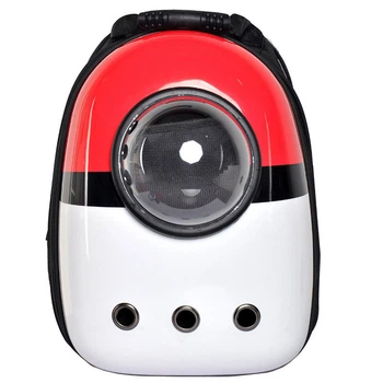 Рюкзак для переноски животных с иллюминатором CosmoPet для кошек и собак Красно-белый (Pokemon)