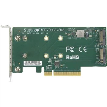 Плата расширения Supermicro PCIe x8 до SSD 2x m.2 NVMe AOC-SLG3-2M2 (672042229666)