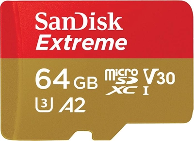 SanDisk microSDXC Extreme V30 64GB C10 UHS-I U3 + SD адаптер (SDSQXA2-064G-GN6AA)