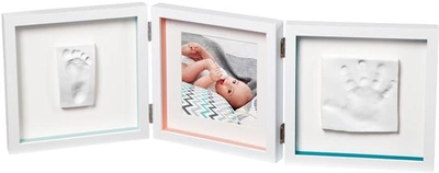 Набор для создания отпечатка ручки и ножки малыша Baby Art Тройная рамка Белая с полосками (3601095400) (3220660304516)