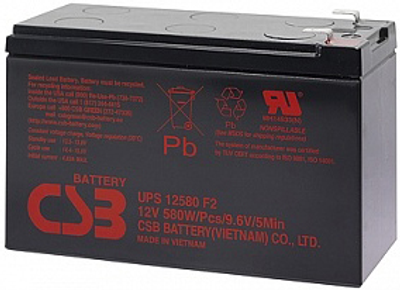 Аккумуляторная батарея CSB AGM 12V-10.5Ah 580W/Pcs/9.6V/5Min (UPS12580)