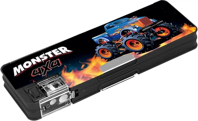 Пенал пластиковый на магните Cool For School Monster 7012 с точилкой 2 отделения Черный (CF86612)