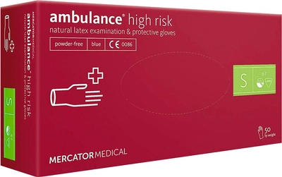 Рукавиці Mercator Medical Ambulance High Risk латексні нестерильні непудровані S 25 пар Сині (17201800)
