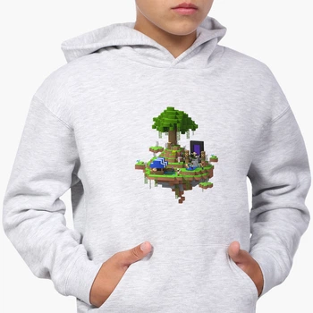 Дитячий худі МайнКрафт (MineCraft) Світло-сірий меланж (9298-1177) 152 см