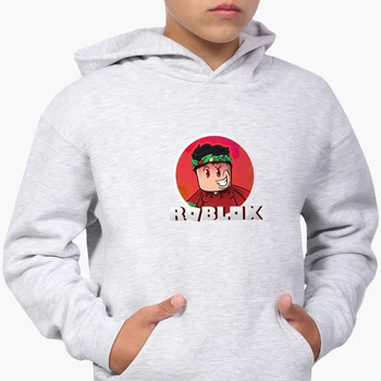 Детский худи Роблокс (Roblox) Светло-серый меланж (9298-1225) 164 см