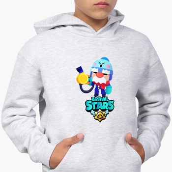 Детский худи Бравл Старс Гейл (Brawl Stars Gale) Светло-серый меланж (9298-1630) 164 см