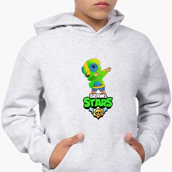 Детский худи Бравл Старс (Brawl Stars) Светло-серый меланж (9298-1705) 116 см