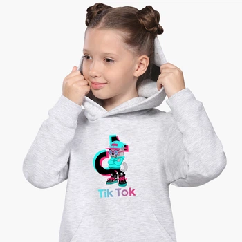 Детский худи ТикТок (TikTok Cat) Светло-серый меланж (9298-1644) 164 см