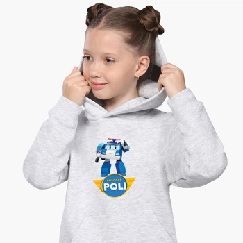 Детский худи Робокар Поли (Robocar Poli) Светло-серый меланж (9298-1620) 128 см