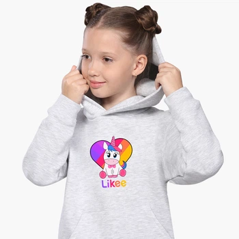 Детский худи Лайк Единорог (Likee Unicorn) Светло-серый меланж (9298-1594) 140 см
