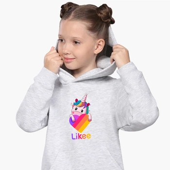 Детский худи Лайк Единорог (Likee Unicorn) Светло-серый меланж (9298-1597) 164 см