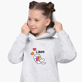 Детский худи Лайк (Likee Cat) Светло-серый меланж (9298-1039) 164 см
