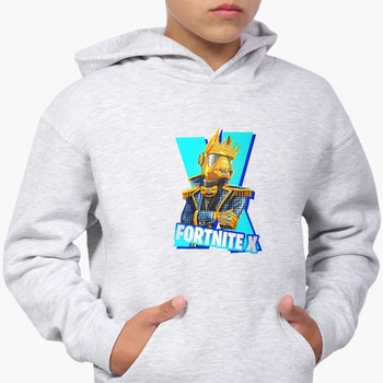 Детский худи Фортнайт (Fortnite) Светло-серый меланж (9298-1196) 140 см