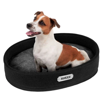 Лежанка для Собак и Котов BronzeDog Овальная Черная 30 х 40 х 9 (3573)