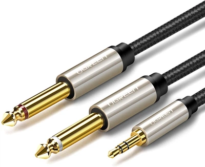 Инсертный кабель Ugreen AV126 3.5 мм TRS to 2 x 6.3 мм TS 2 м Gray (90401964)