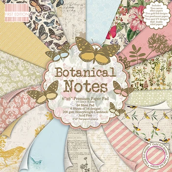 Набір паперу First Edition Botanical Notes 16 аркушів 15х15 см, артикул FEPAD089