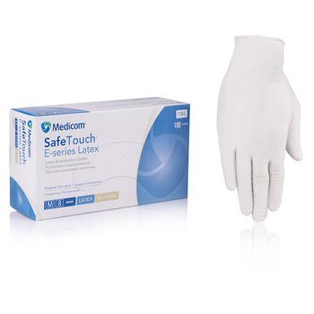 Перчатки латексные опудренные SafeTouch E-Series Medicom L, 100 шт