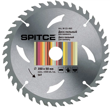 Диск пильний Spitce для ламінату 350/50 56Т з адаптером 50/32 (22-965)