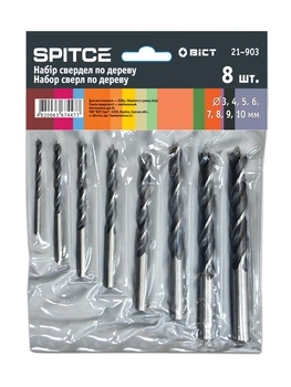 Набор сверел по дереву Spitce 3 - 10 мм 8 шт (21-903)