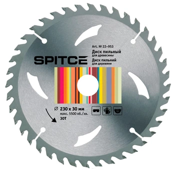 Диск пильный Spitce для древесины 230/30 30Т с адаптером 30/22.2 (22-953)