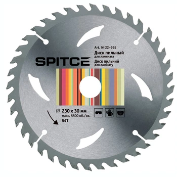 Диск пильный Spitce для ламината 230/30 54Т с адаптером 30/22.2 (22-955)